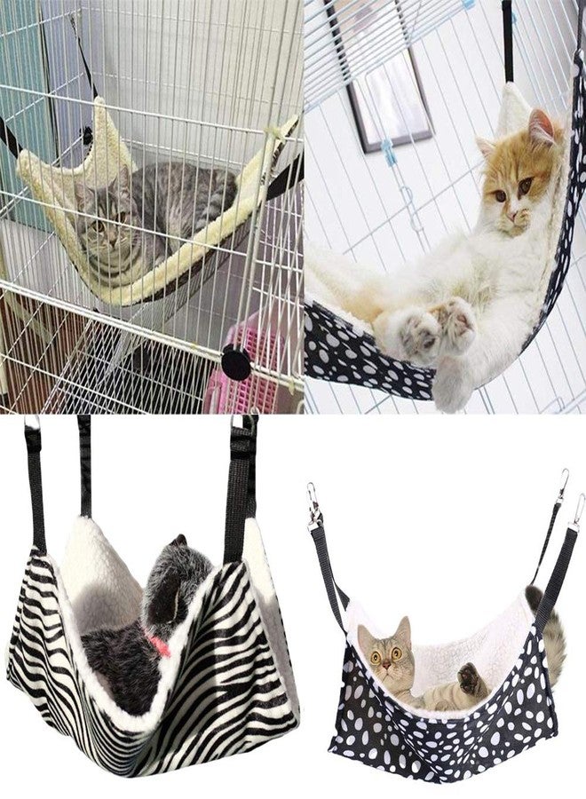 AKIRO for Kitten Cat Cage Cage Hammock, Hanging Bed Round Dot Tower Zebra Leopard Pattern Warm Pet Hammock, Soft Plush Hanging Cat Bed Mat Winter Warm Cotton - Image 3
